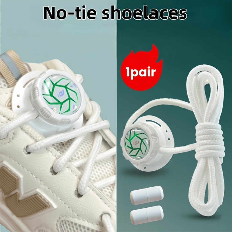 Image of A Pair Of Dual Rotating Knobs For A No-tie Shoelace System - Upgraded Reinforced Design - Allows For Quick Adjustment Of Shoelace Tightness, In Black And White Colors For Men And Women - Pre-assembled