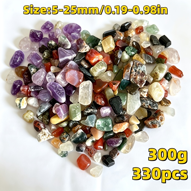 TEMU 330pcs 302g Polished Stone Set - Hand- Natural Polished Crystal Bulk For Home Decor And Landscaping