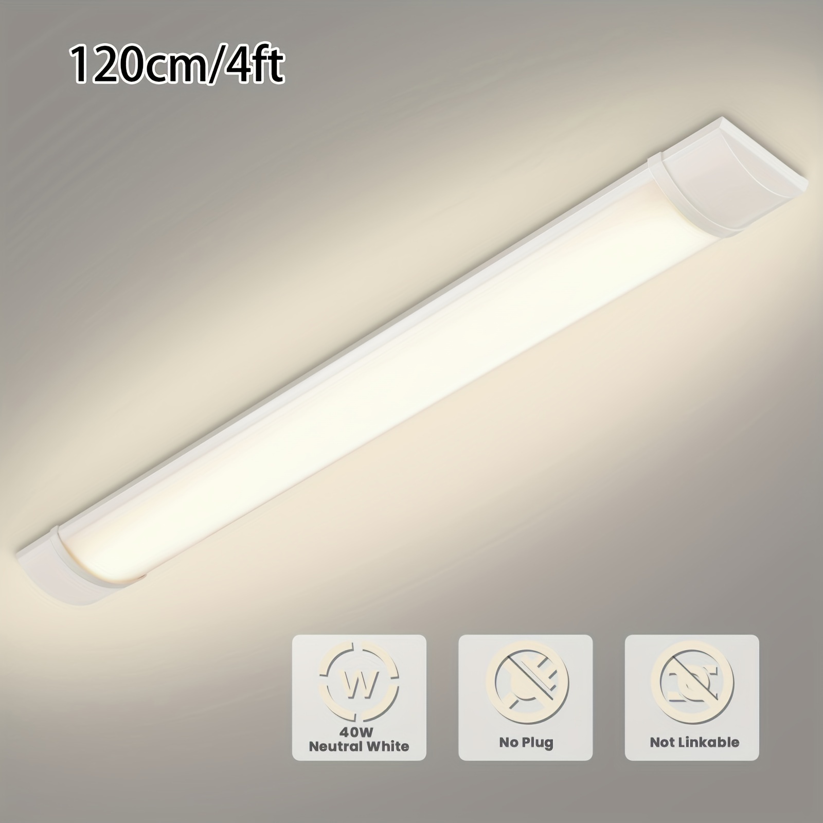 Image of Set Of 10, 120cm Led Ceiling Lights For , 40w With 4000 , Suitable For Basements, , Garages, Kitchens, Bathrooms, And Offices, Neutral White Light
