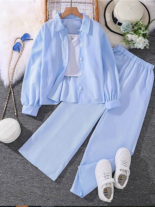 boys and girls suit cross border trade clothing autumn new 7 long sleeved shirt wide leg pants two piece set for outdoor