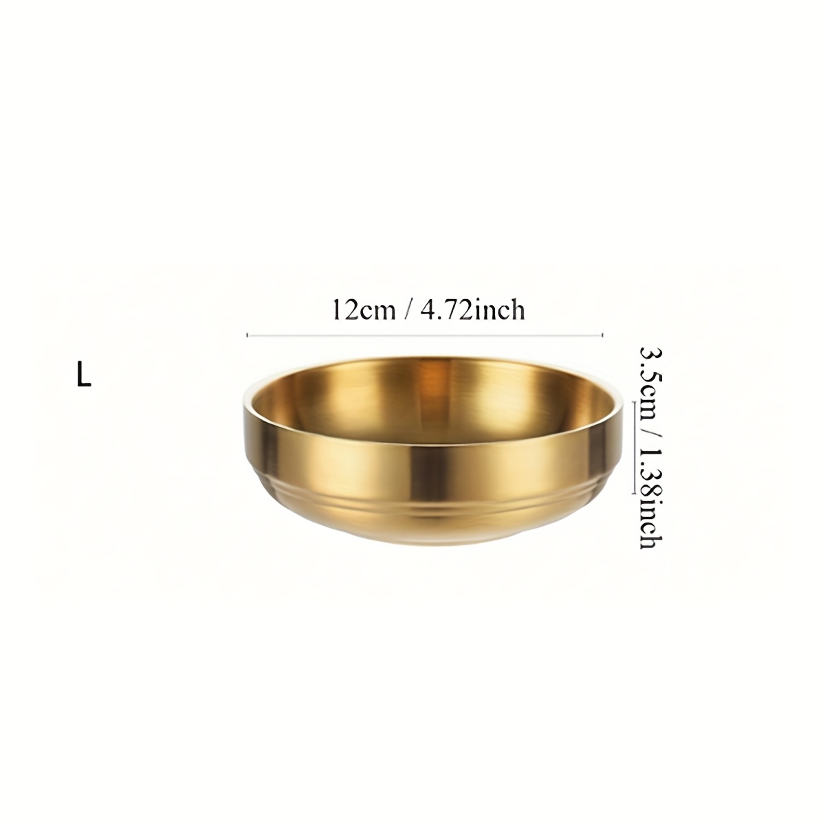 E-shop Edelstahl Goldene Doppelschicht Gewürzschale, in 3 Größen erhältlich, geeignet als Kimchi-Schale, Reisschüssel, Suppenschüssel oder Essteller,