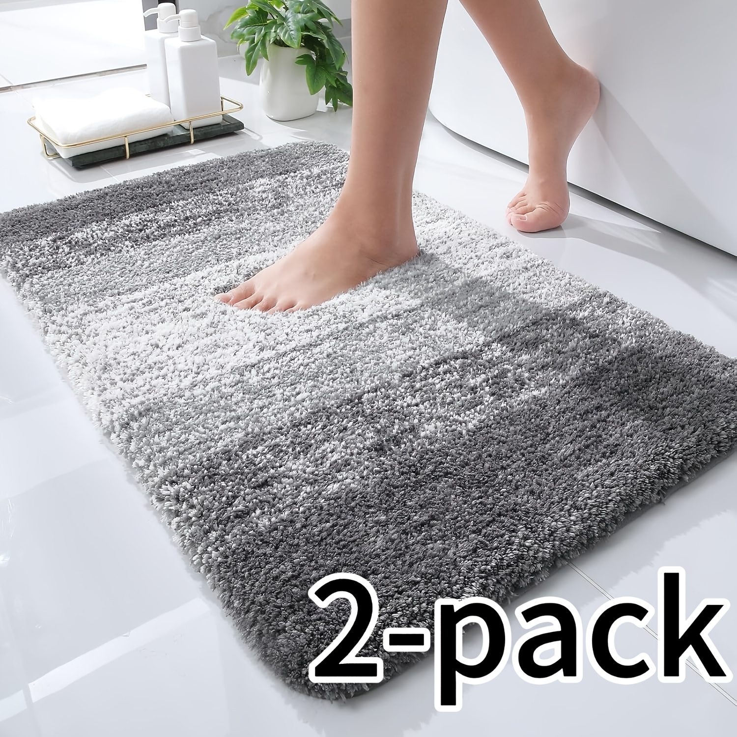 TEMU 1-2 Set Bathroom Carpet Mat, Ultra Soft And Absorbent Plush Bathroom Carpet, Machine Washable And Quick Drying Anti Slip Bathroom Mat, Suitable