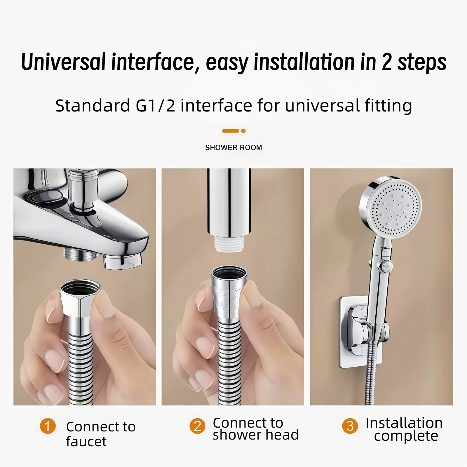 Flexible Anti-Twist Shower Hose, Leak-Proof Replacement Pipe