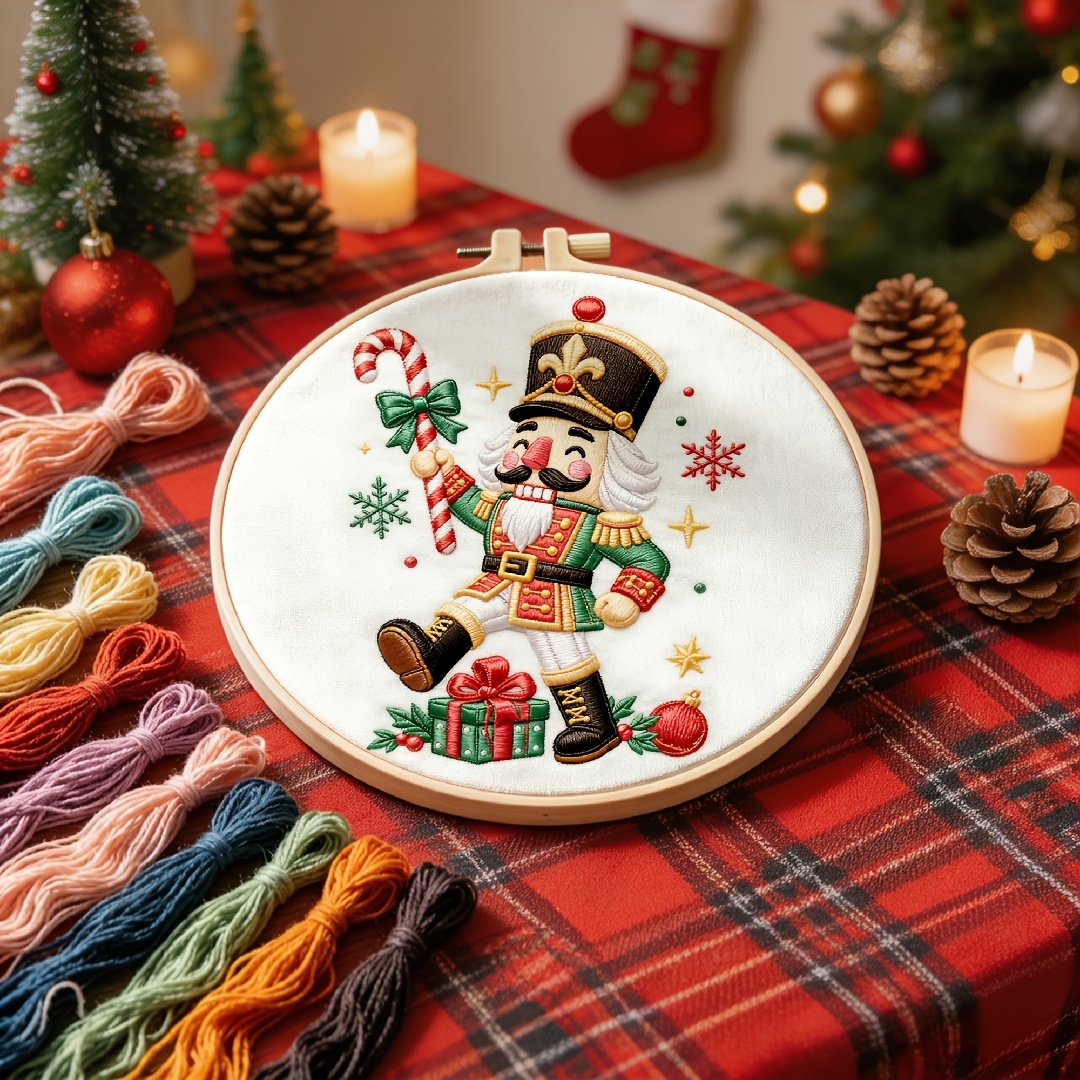 Nutcracker Holding Candy Embroidery Kit for Adult Beginners