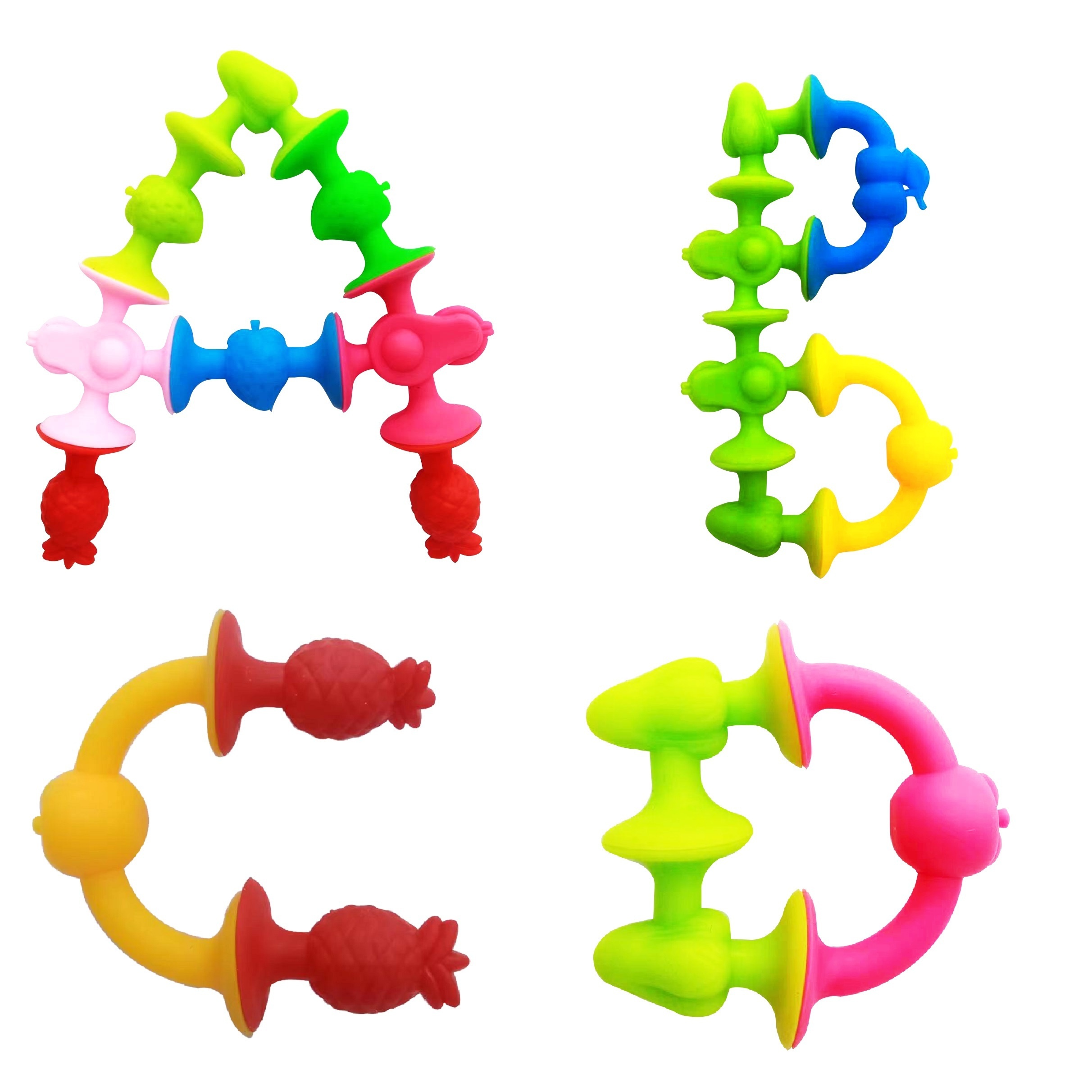 Fruit Suction Cup Fidget Pop Toys Soft Building Blocks Set