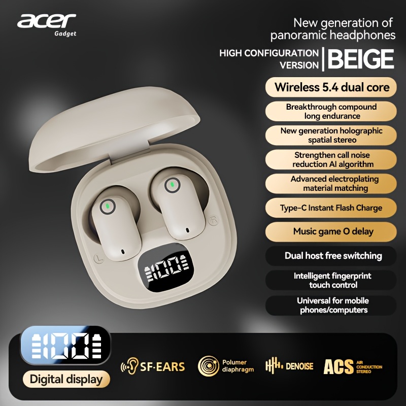 Image of Acer Ohr501 Wireless Wireless Headphones, Stereo, , Low Call Latency, Comfortable Wearing (study, Business, Sports, Gym, Travel), Compatible With (mobile Phones, Tablets, Laptops), Recommended