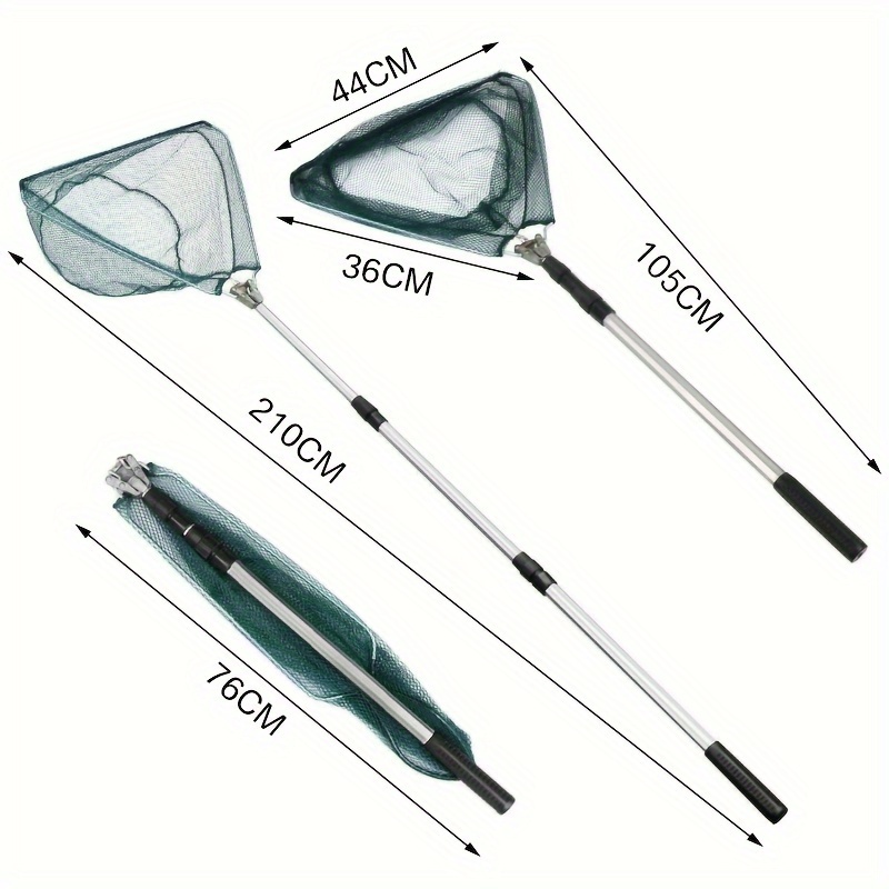 TEMU 210cm/82.67in, 190cm/74.80in, Telescopic Folding Aluminum Handle Fishing Landing Net 3 Section Extending Pole, 1pc