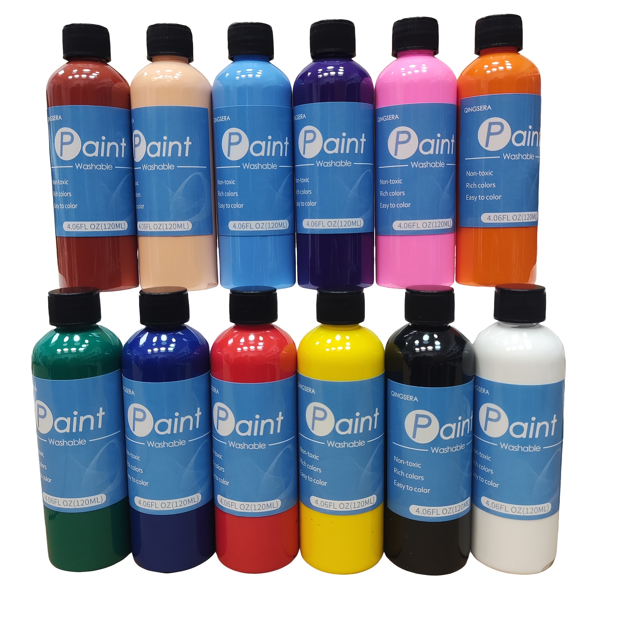 TEMU 12-color Washable Gel Paint Kit Suitable For Professional Art Supplies, Gel-based Paints With Containers, Washable Formula For Diy Crafts,