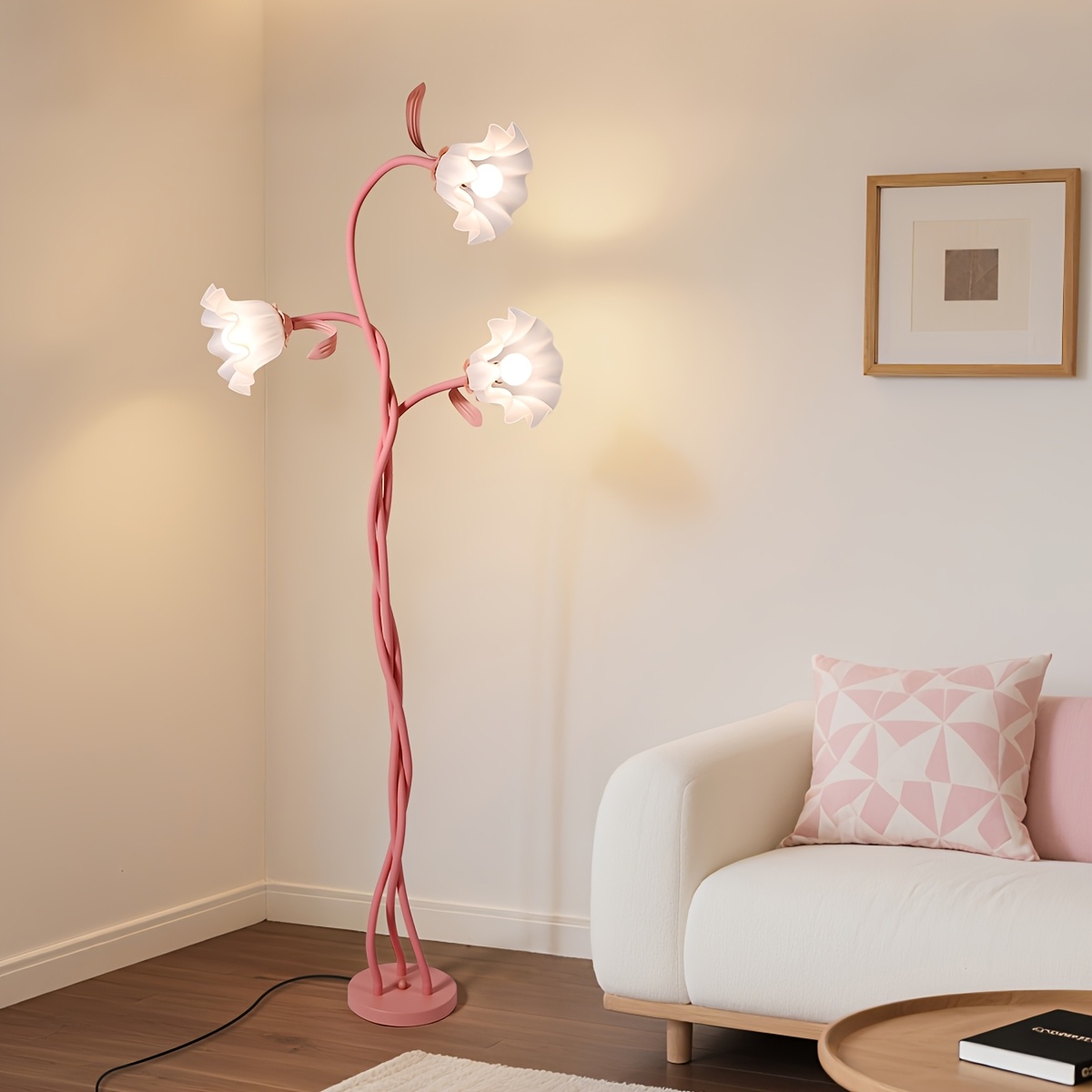 Lilian Flower Floor Lamp, Living Room Atmosphere, Milk Bedroom Light Luxury Vertical Reading Lamp, Each Flower Can Independently Adjust Angle, Can /spread, Excluding Bulbs