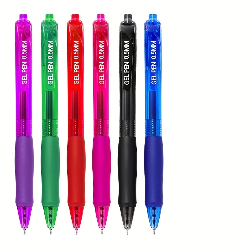 TEMU 6pcs Colour Gel Pens, 0.5mm Fine Point Aesthetic, Quick Dry No Smudge, Smooth Writing Comfortable Grip, Cute Black Ink For Journaling, Office
