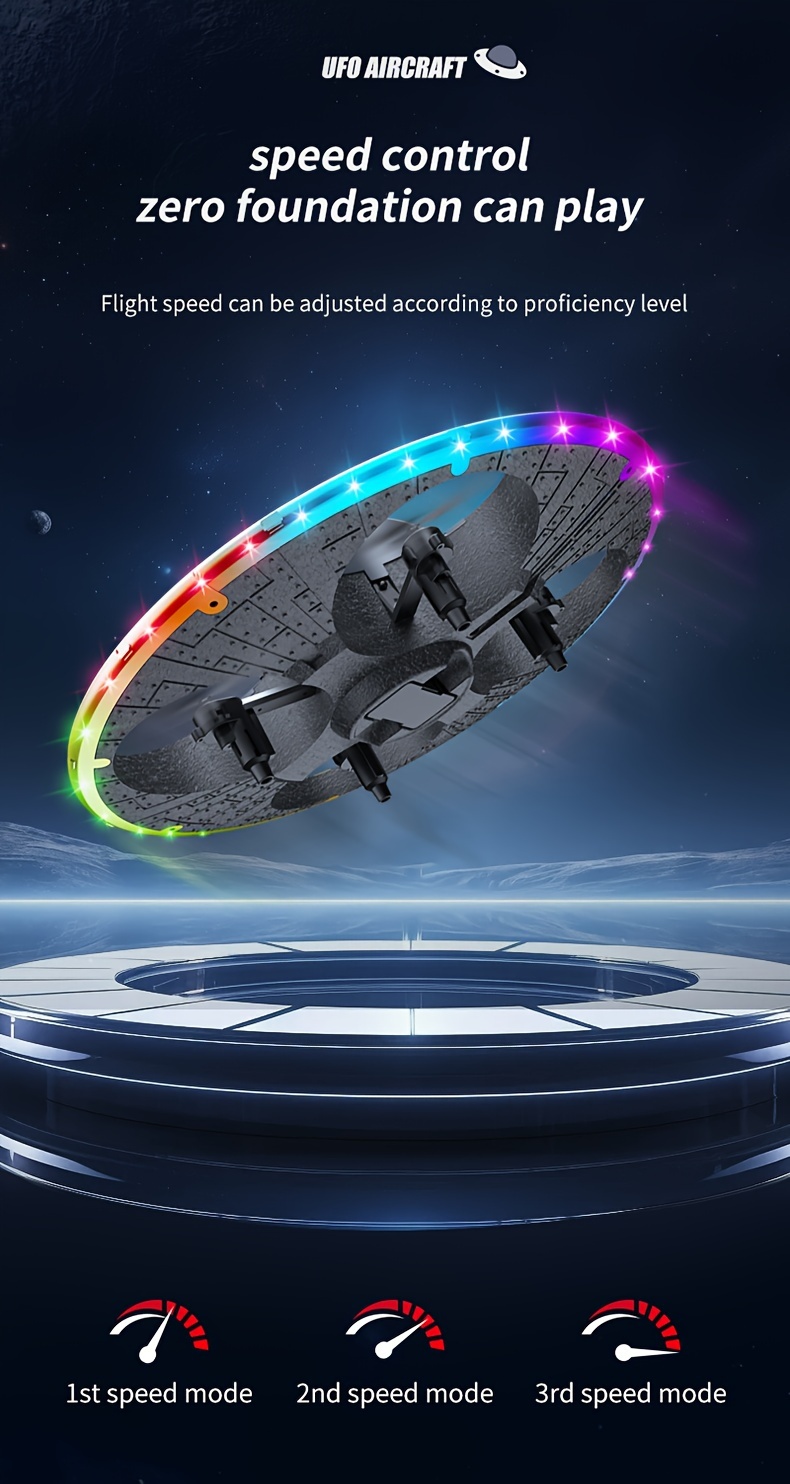 ufo   with two batteries   aerial photography intelligent omnidirectional obstacle avoidance stable   flight 360 degree rolling colored lights and foam four   Product details 4