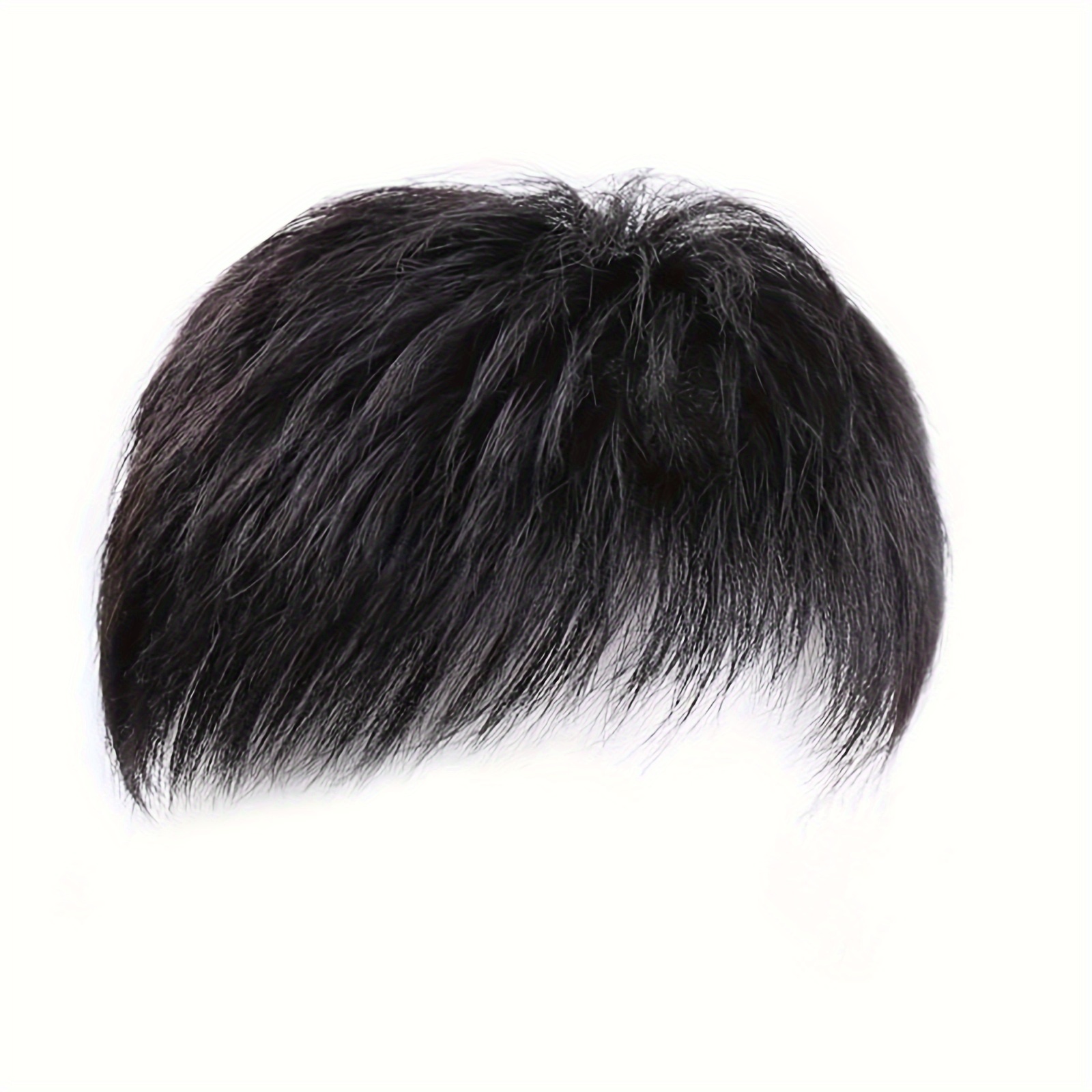 TEMU 1pc Black Hair Toupee For Men Soft Breathable Not Hurt Hair Odorless Wig For Men Wig Pieces