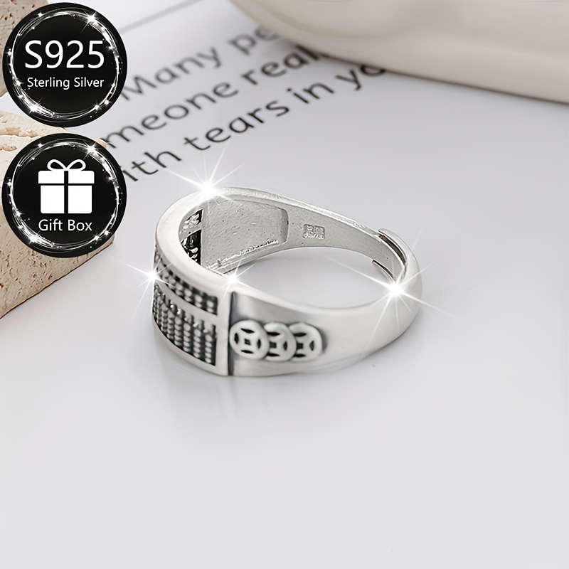 925 Sterling Silver Adjustable Open Vintage Ethnic Style Ring