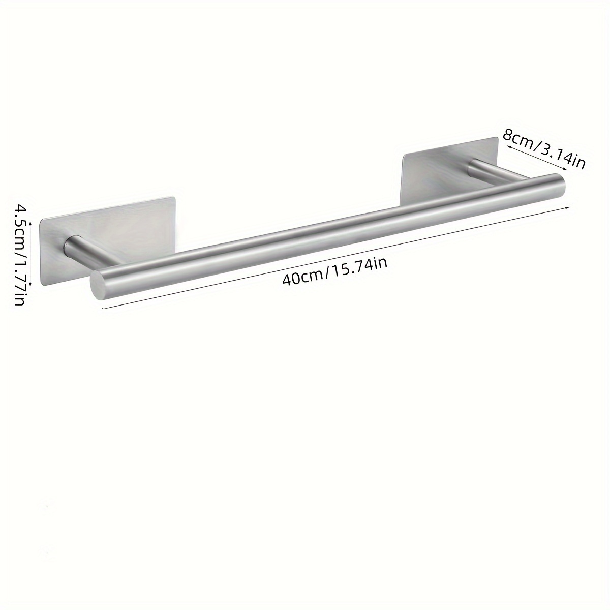TEMU 1 Piece, Bathroom Towel Rack Storage Wall-mounted Without Punching Hole, Toilet Towel Rail Self-pasting , Stainless Steel, 3 Colors Optional Length 40cm