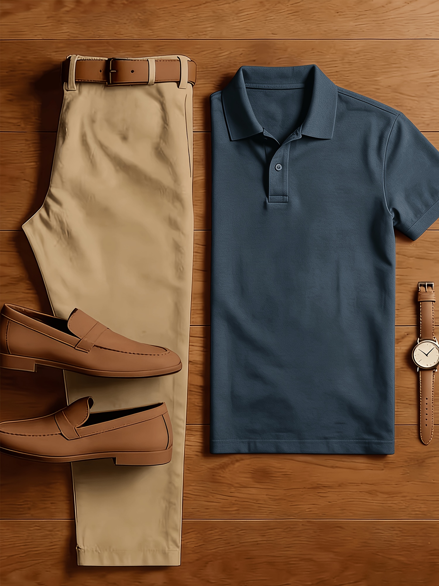 Men'S 2pcs Business Casual Outfit, Solid Color Polo Shirt + Slim Fit Suit Pants Set, Breathable Classic Fashion Set, Essential Spring & Summer Outfit for Office & Daily Wear