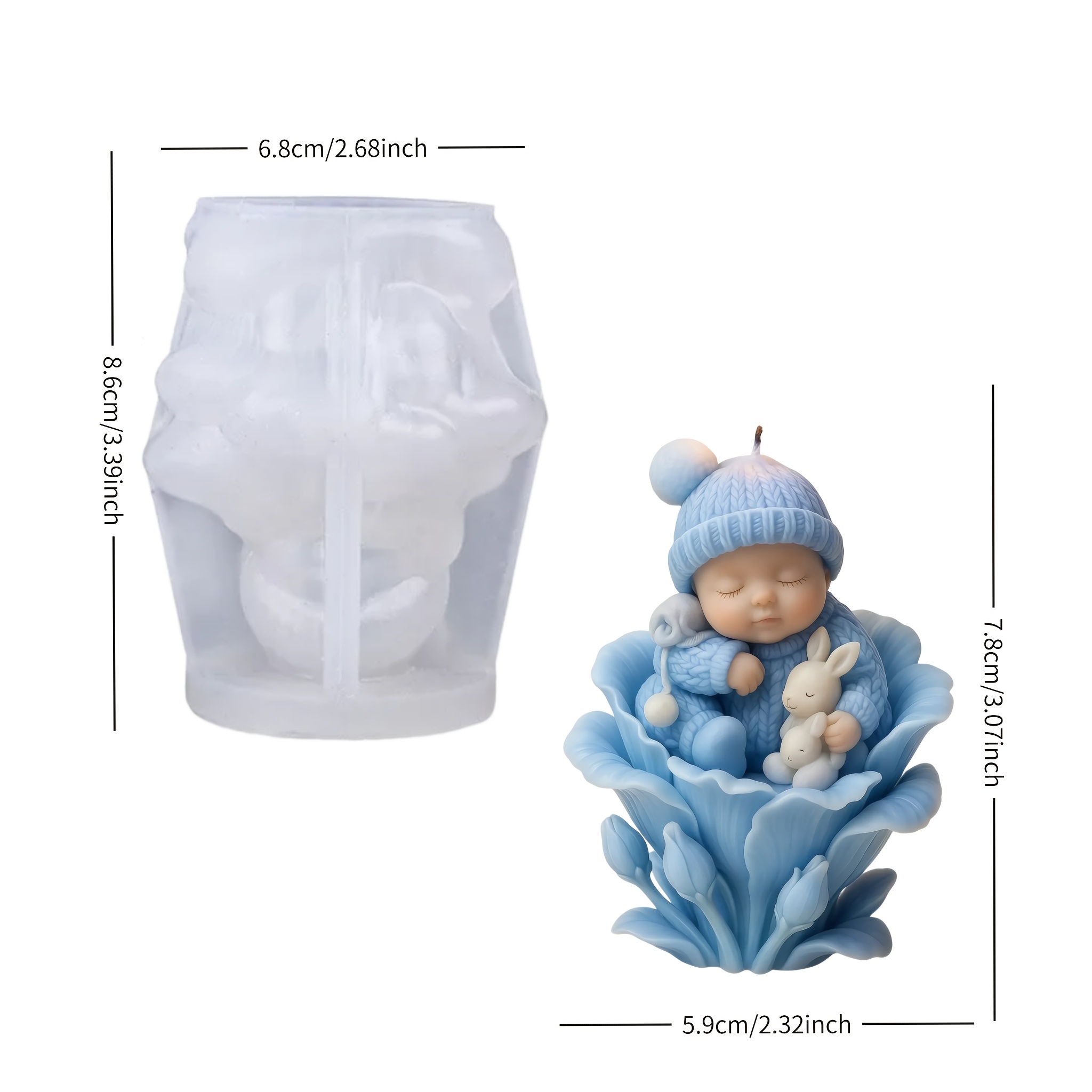 E-shop Eine Silikonform mit Hase, Blumen Blattbasis, geeignet für Harz, Gips, Wachs andere Bastelmaterialien. Ideal für die Herstellung von Kerzen,