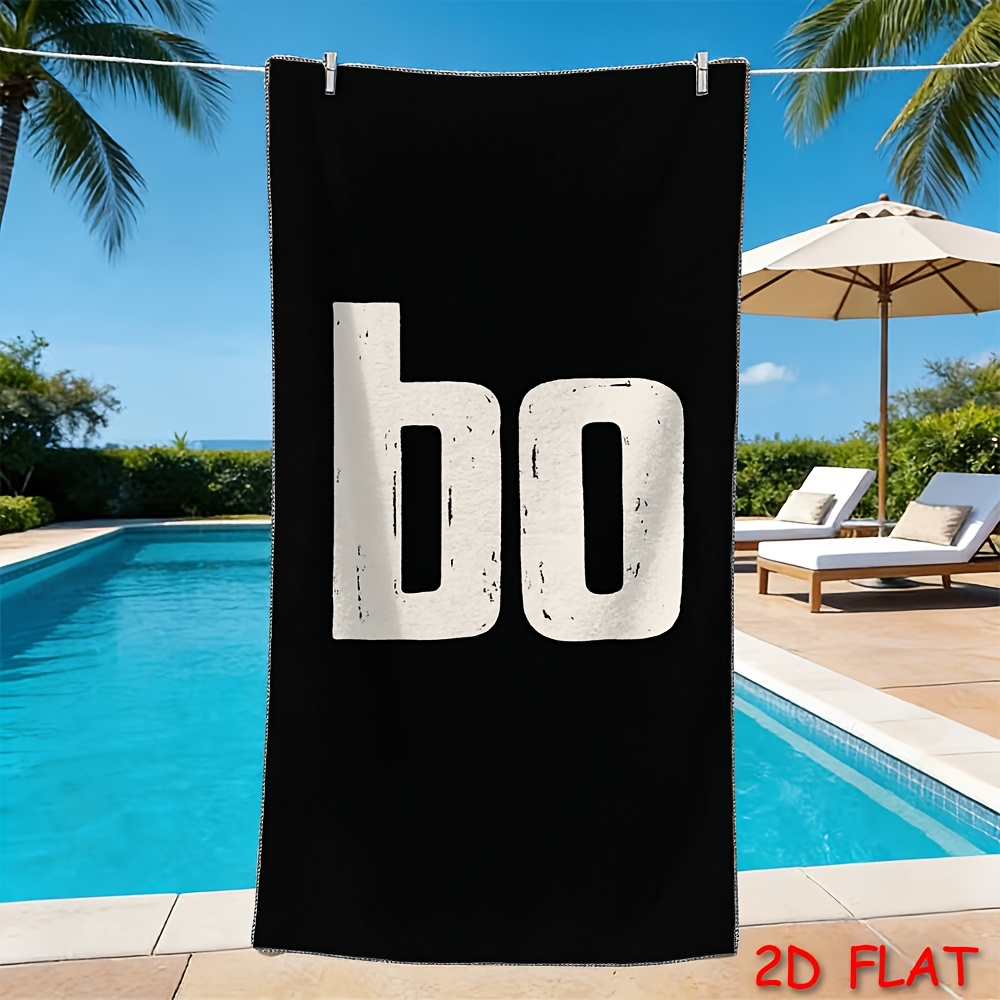 E-shop 1 Stück Extra Großes Schnelltrocknendes Strandtuch - Sandabweisend, Leichtes & Tragbares Badetuch mit Auffälliger 'BO' Schrift, Super Saugfähige