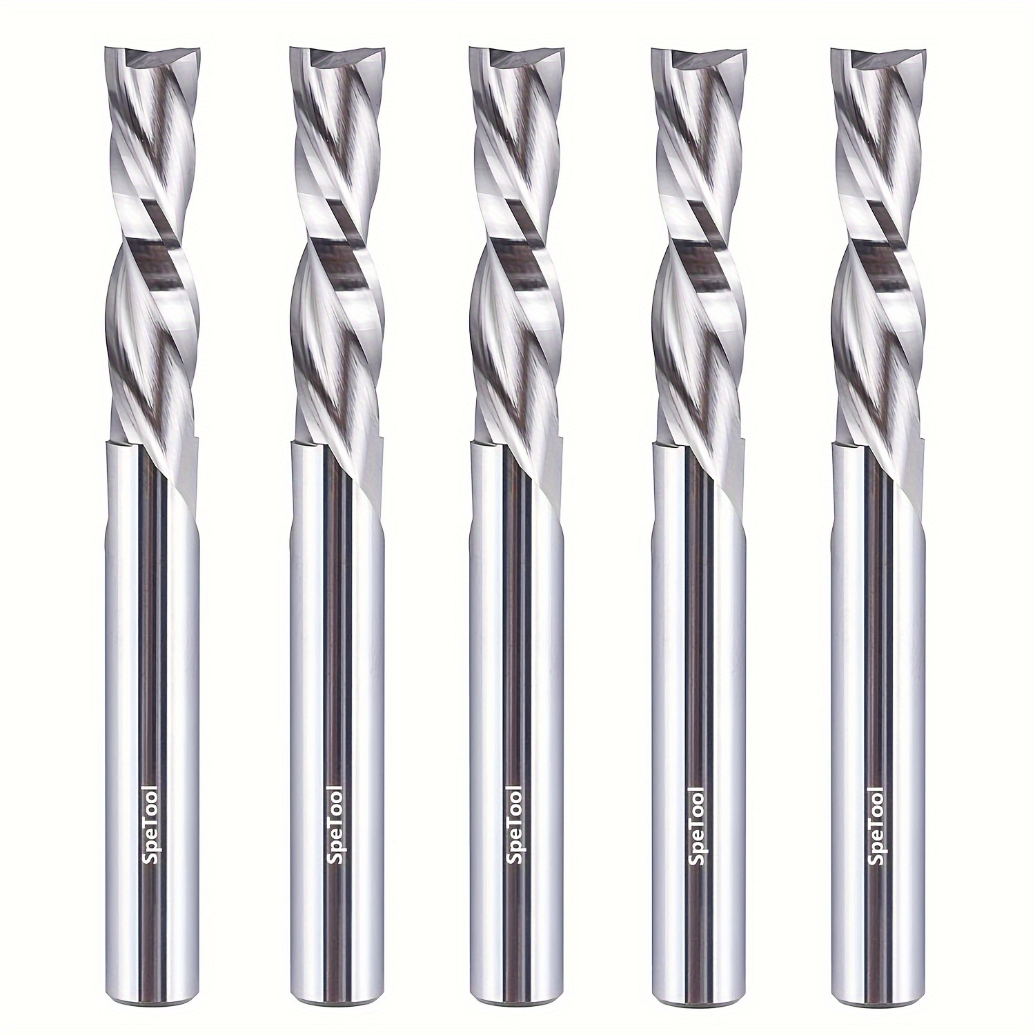 

5pcs/set Spetool Spiral Downcut Router Bits Set, 1/4" Shank 1" Cutting Length Solid Carbide Cnc Router Bit Set, End Mills For Plunge Router Wood Carving