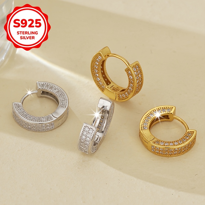 Women's S925 Silver Earrings with Square Synthetic Zirconia