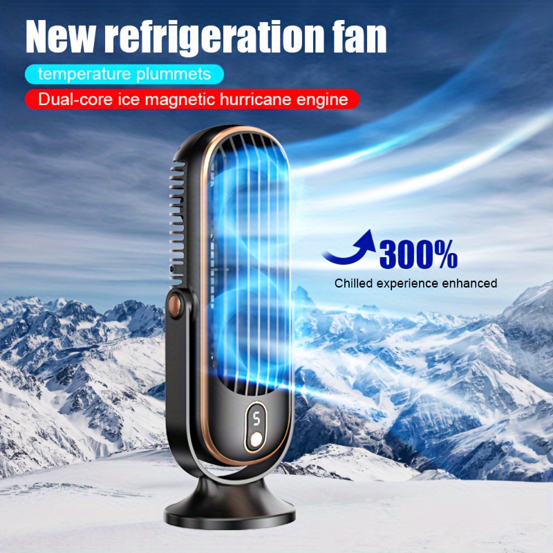 1pc portable mini tower fan with 5 speed settings rechargeable 1200mah lithium battery usb charged wireless operation indoor outdoor use plastic table fan with cord button control personal cooling device details 0