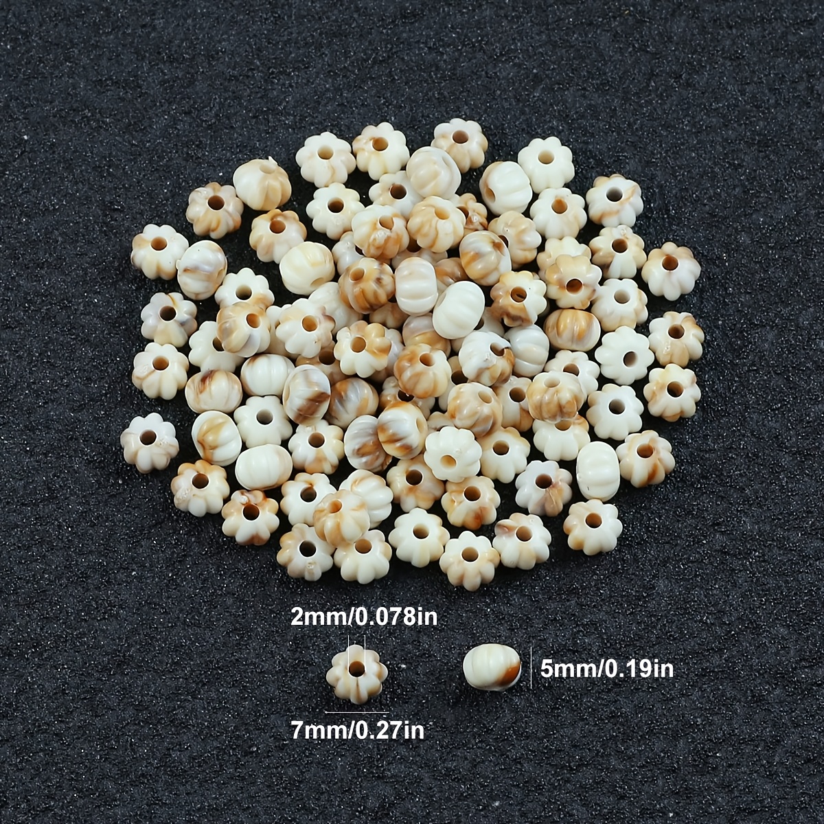 TEMU 300 piezas de cuentas decorativas calabaza 7mm para pulseras, collares, aretes, cadenas de teléfono, colgantes, trenzas artesanales y accesorios