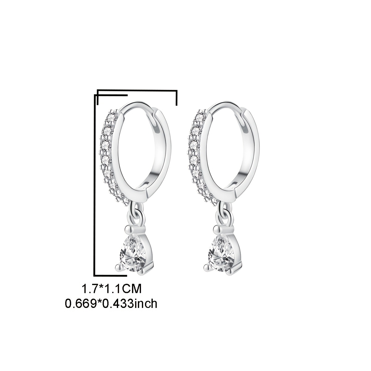 925 Sterling Silver Drop Earrings with Sparkling Cubic Zirconia