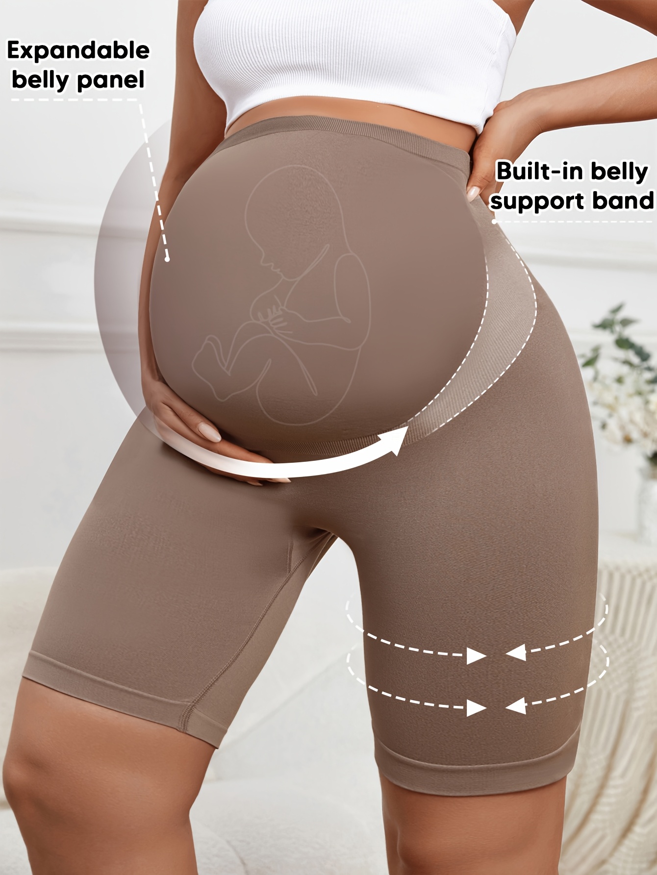 Women'S Maternity Pants - Soft Breathable Knitted Belly Support with 5-Point Coverage, Seamless High-Waisted Pregnancy Leggings for Yoga, Sports & Casual Attire, All-Season Comfort Stretch-Free Fabric (Solid Color, Non-Stretch) - Elegant & Casual Ma