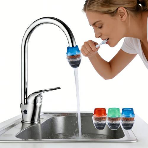 premium wasserhahnfilter, reinigt wasser zum zähnen & gesichtsreinigen, reduziert chlor & schwermetalle, verbessert die wasserqualität, einfache installation mit wasserhahn-aufsatz