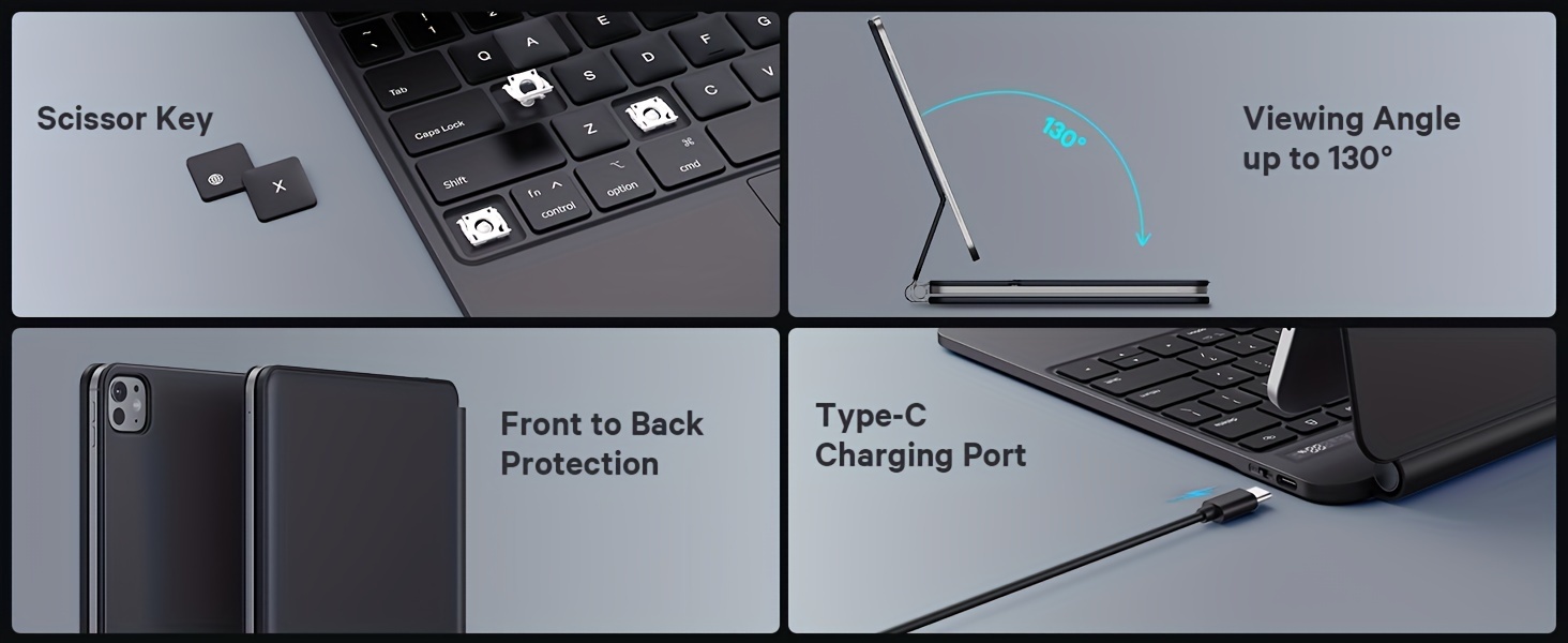  keyboard case ipad pro 13 inch m4 2024 will change your 7 colour design with levels of adjustable newly large touchpad supports multi gesture and floating cantilever stand provides multi angle adjustment hall switch design allows the device to wake at with a charging cable details 1