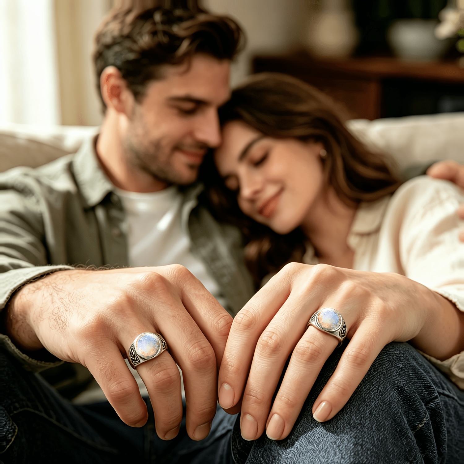 Metal Textured Ring for Men and Women, Colorful Pattern