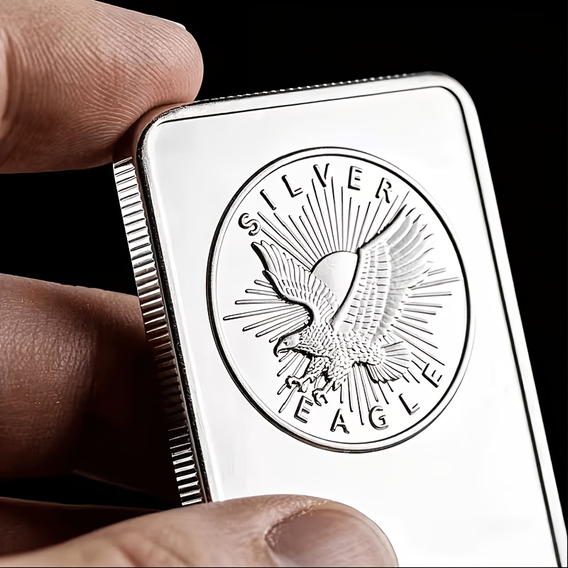 TEMU 1pc 1 Oz 0.999 Pure Copper Bar - Polished Coin Shaped Collectible Replica With Eagle And Exquisite Engraving, Sealed And Authentic For Stacking
