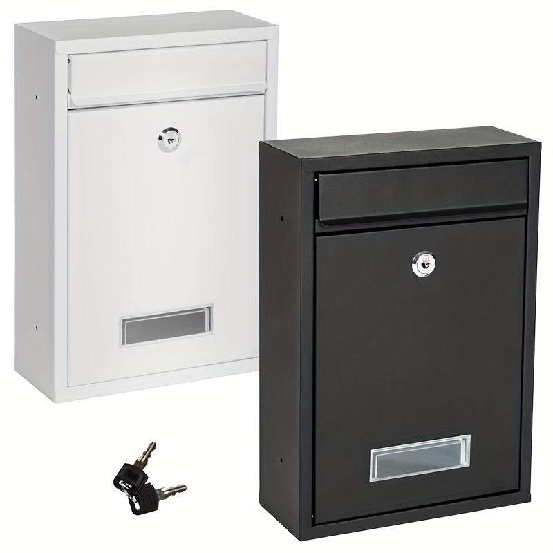 

1pc Lockable Metal Mailbox, Outdoor Wall-mounted Weatherproof With Key, Large Capacity For Home And Office Use