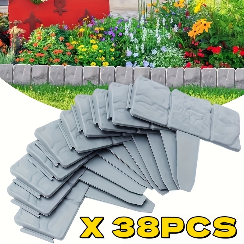 E-shop 38-teiliges Set Gartenlandschaft Begrenzungszaun, Gartenzaun aus Kunststoff, Rasen Herbstdekoration, Outdoor Gemüsegarten Einfach zu