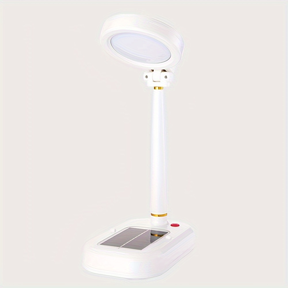 solar powered usb charging 2 in 1 led desk lamp with fan plastic material button operation household use rechargeable lithium battery led light source office table lamp bedside lamp details 0