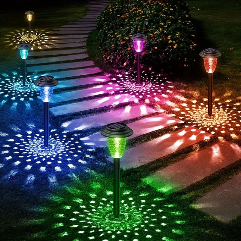 Image of 8 Pack Solar Lights Outdoor Garden, Garden Solar Lights Rgb & Warm White, Garden Decorations Outside For Lawn, Patio, Yard, Gifts, Christmas, Ipx5