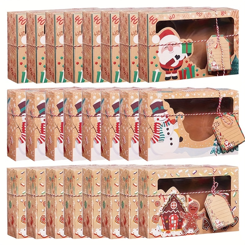 Image of 15/18/21/24pcs, Merry Christmas Box, Santa Claus Box, Snowman Box, Holiday Gift Packaging Box, Paper Boxes With Christmas Tags And Ribbons, Christmas Decoration., Halloween