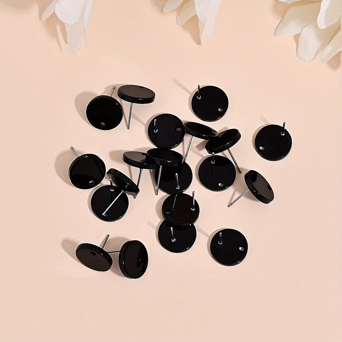 

20pcs Black And White Basic Earring Accessories Ear Studs Round Earrings For Diy Earrings Making Handmade Diy Jewelry