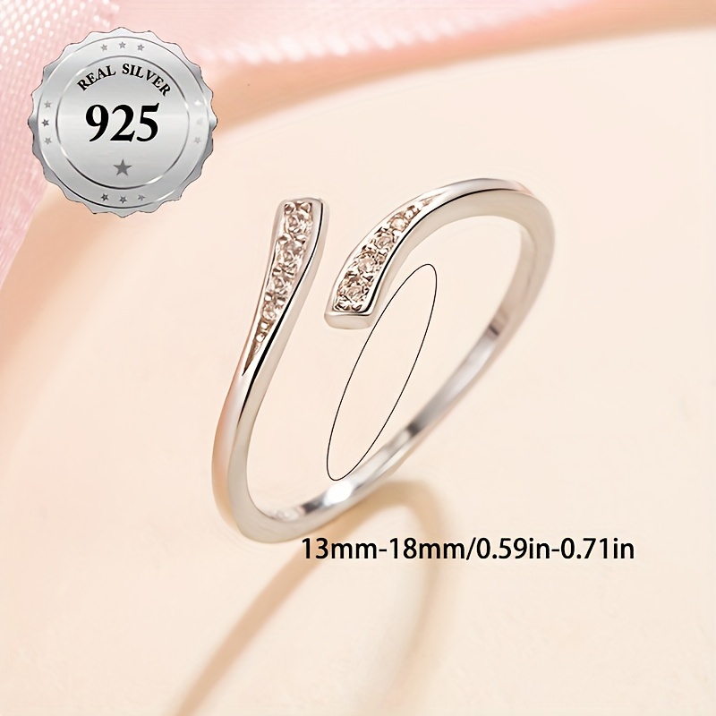 Women's Open Ring Infinity Loop CZ Bling 925 Sterling Silver