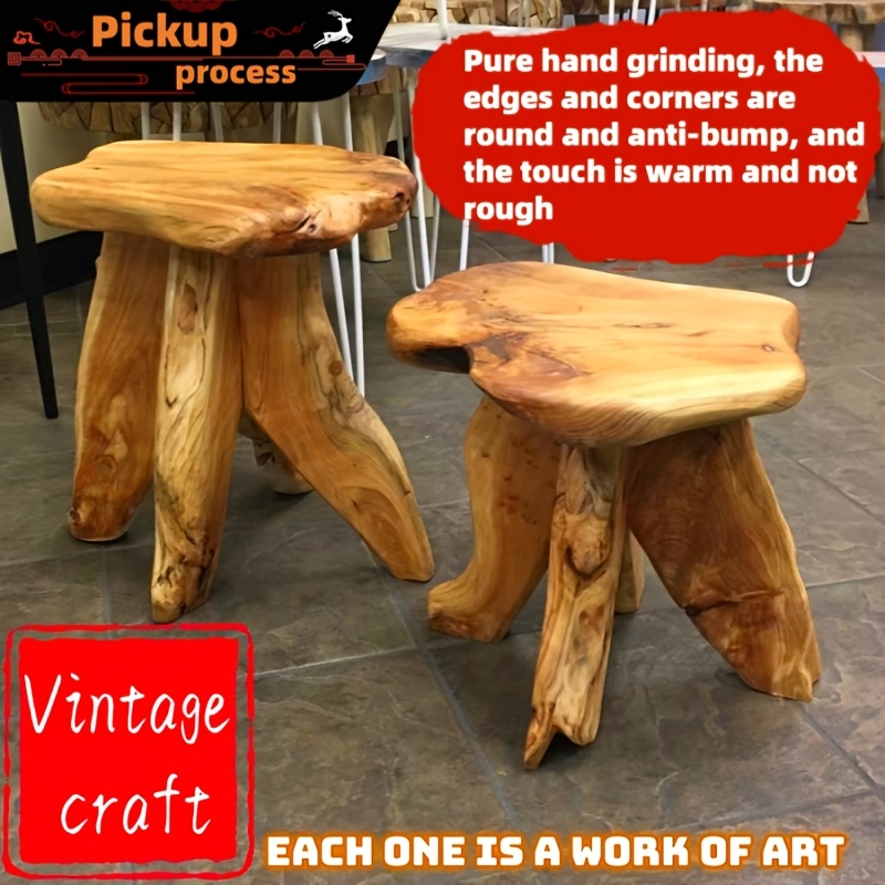 1pc Natural Solid Wood Square Side Table - an Elegant Artistic Decorative Side Table for Home, Kitchen Dining, Or Courtyard That Instantly Enlivens Your Space with a Vibrant And Artistic Atmosphere. It Can Serve As a Stylish Casual Stool