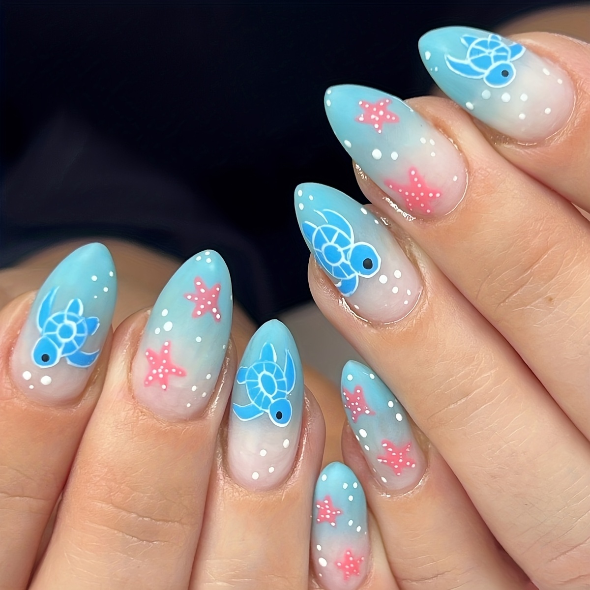 Water Drop Style Clear Blue Flower·spiritual Pattern Elegant Detachable Nail Art For Fashionable Women
