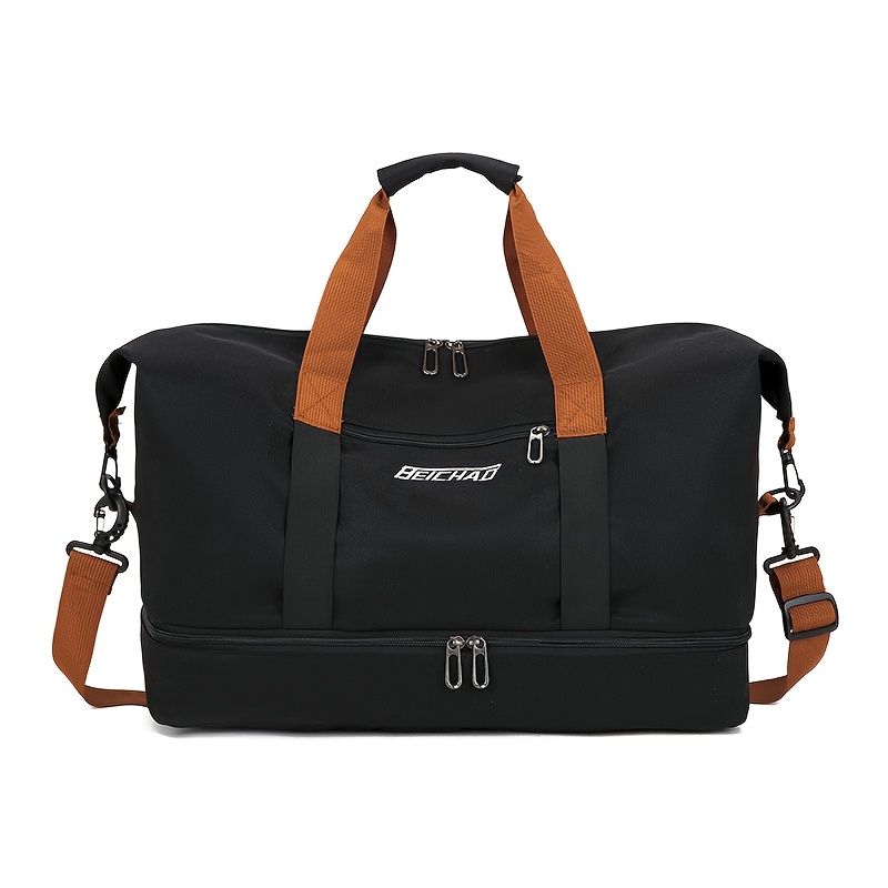 TEMU Men's Tote Bag - 1 Large Capacity Gym & Travel Duffel Bag With Shoe Compartment - High-quality , Expandable Side Straps, Suitable For Men, Gym,