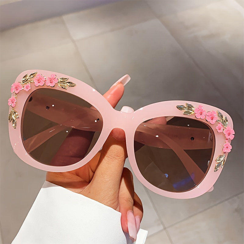 Vintage Aesthetic Cat Glasses With Flower Luxury For Women Trendy Unisex Eyewear High Quality Hot