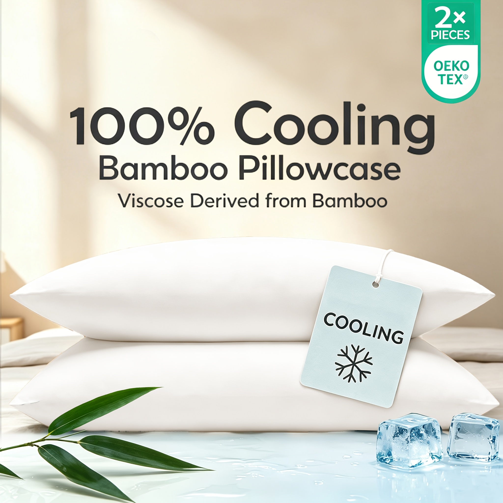 TEMU SUPERLAKE Lot de 2 taies d'oreiller en viscose de bambou pour personnes chaud au lit, draps rafraîchissants, respirants et évacuant l'humidité