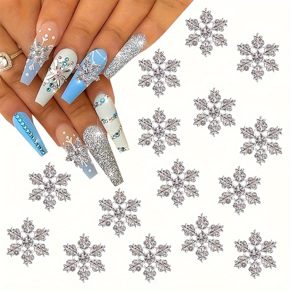 

100 Pieces Of Christmas Snowflake Nail Art Charms With Water Drill, 3d Snowflake Nail Gem Accessories For Nail Art Decoration, Girls' Nail Art Crafts