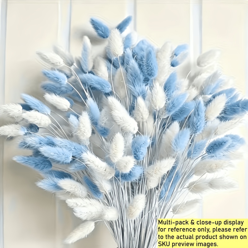 TEMU 72pcs Herbe de Queue de Lapin Artificielle - Combinaison Florale de Simulation Bleue et Blanche - Convient , , Extérieur, de Table de Salle à