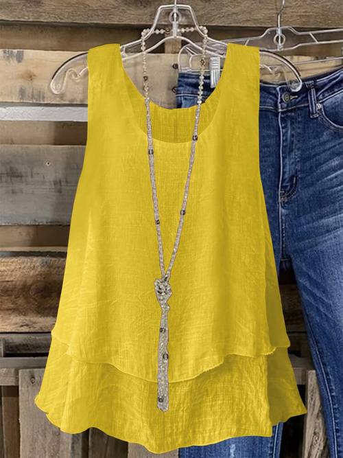 womens plus size sleeveless elegant top lightweight breathable blue round neck vest machine washable spring summer casual wear elegant collection sophisticated design textured fabric