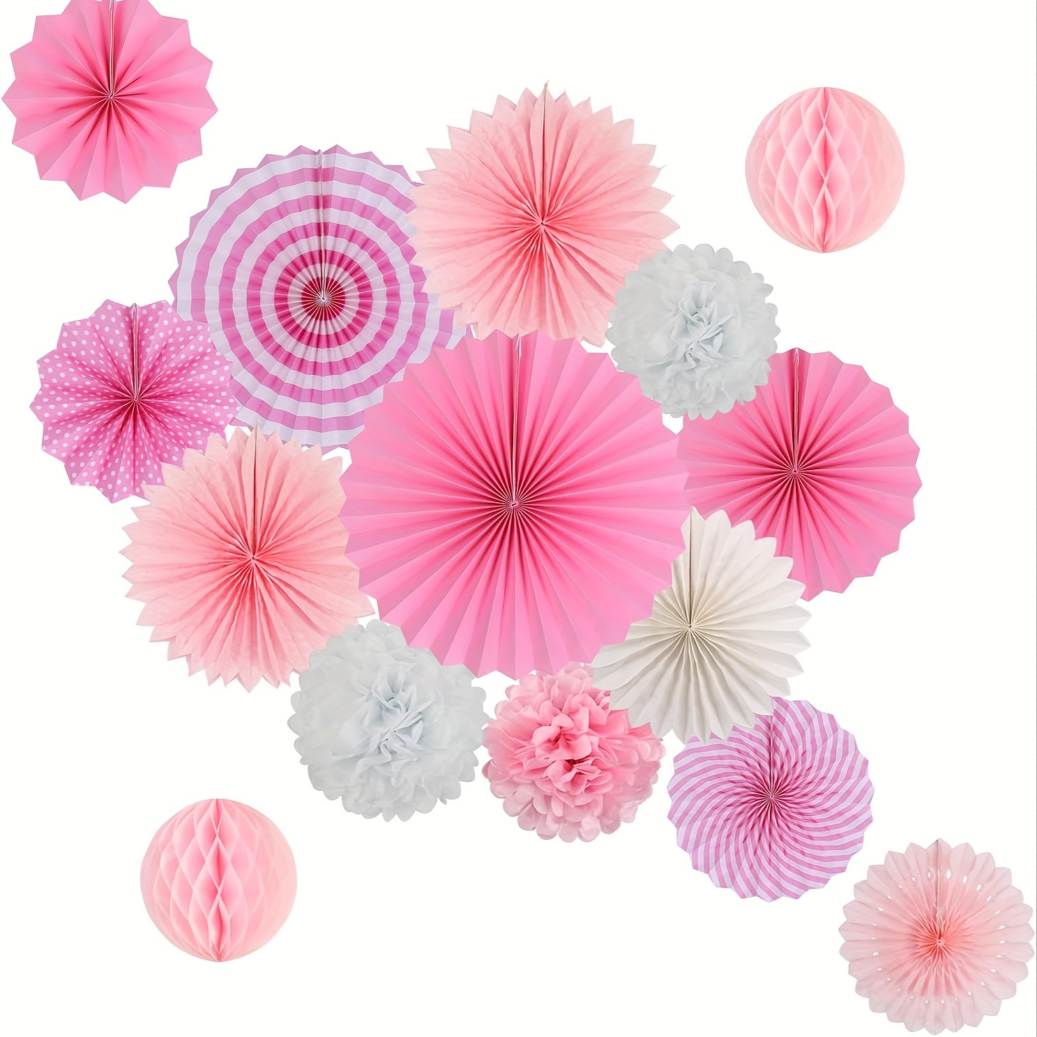 

18 Pcs Pink Party Decorations Paper Pom Poms Honeycomb Balls Lanterns Tissue Fans For Birthday Wedding Baby Shower Graduation Valentine Party Supplies