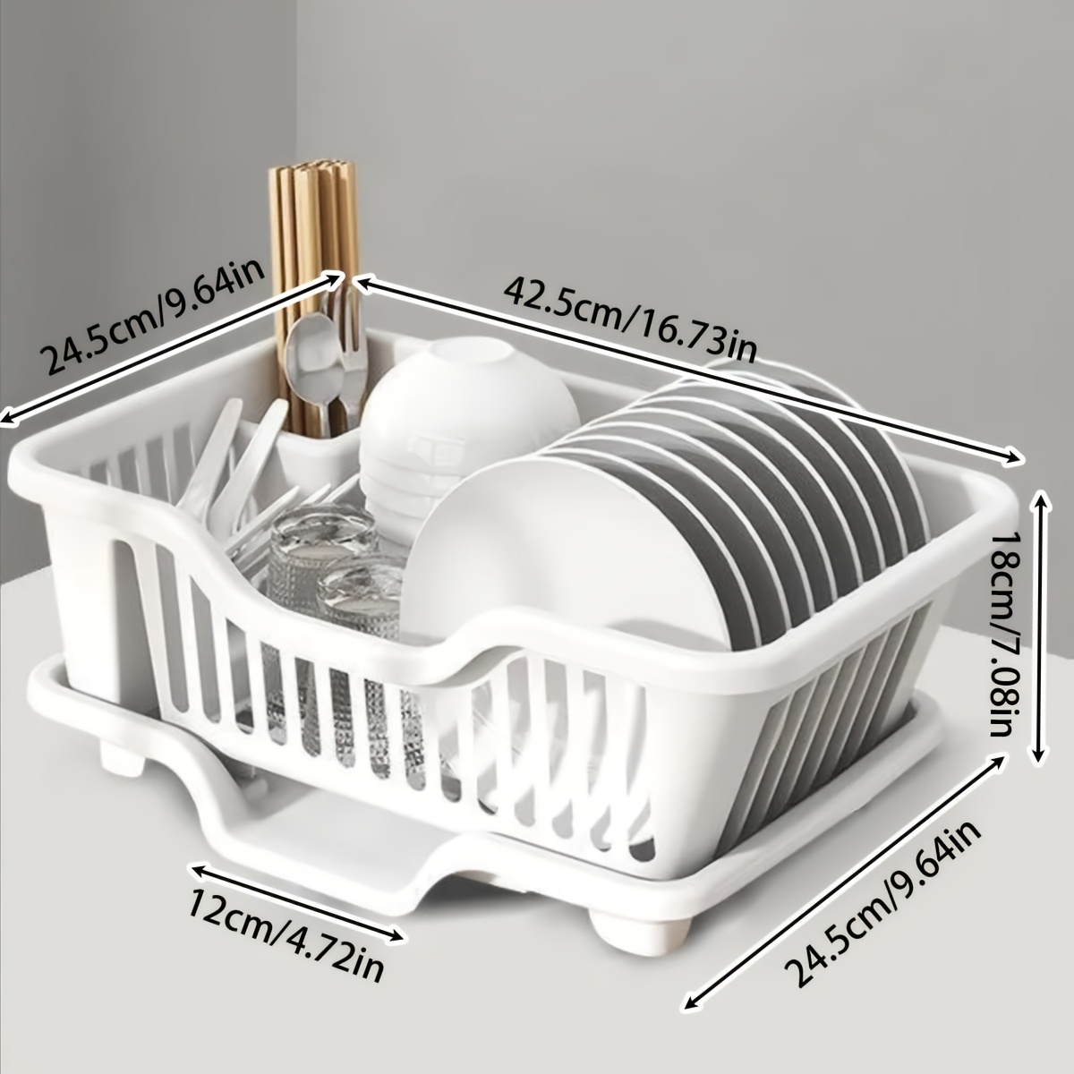 TEMU Égouttoir à vaisselle pour plan de travail de cuisine, pour assiettes plates, à soupe, verres et ustensiles de cuisine. Installation simple