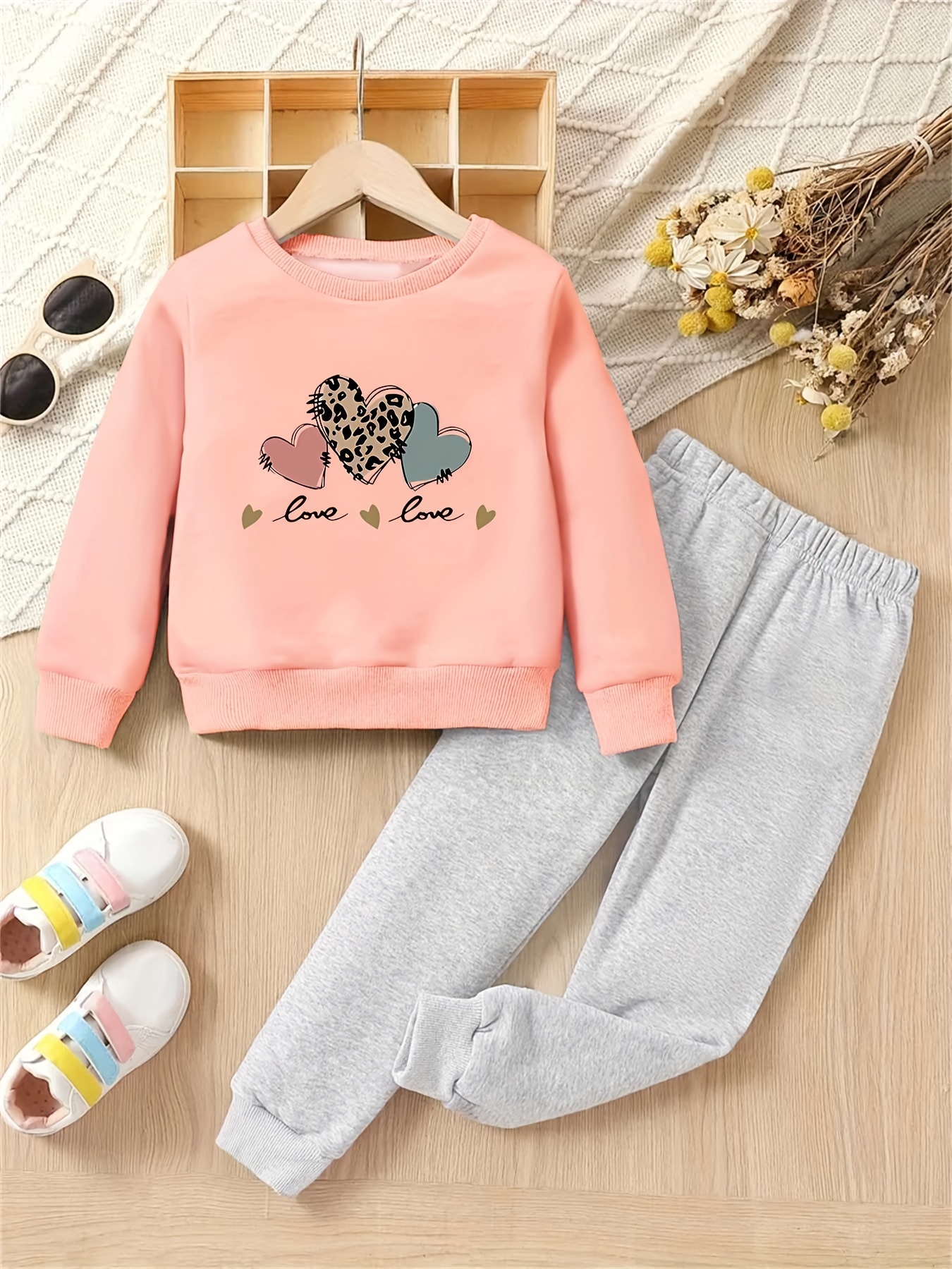 Playera Corazones Niña Conjunto De Ropa Para Bebés Y Niñas, Abrigo