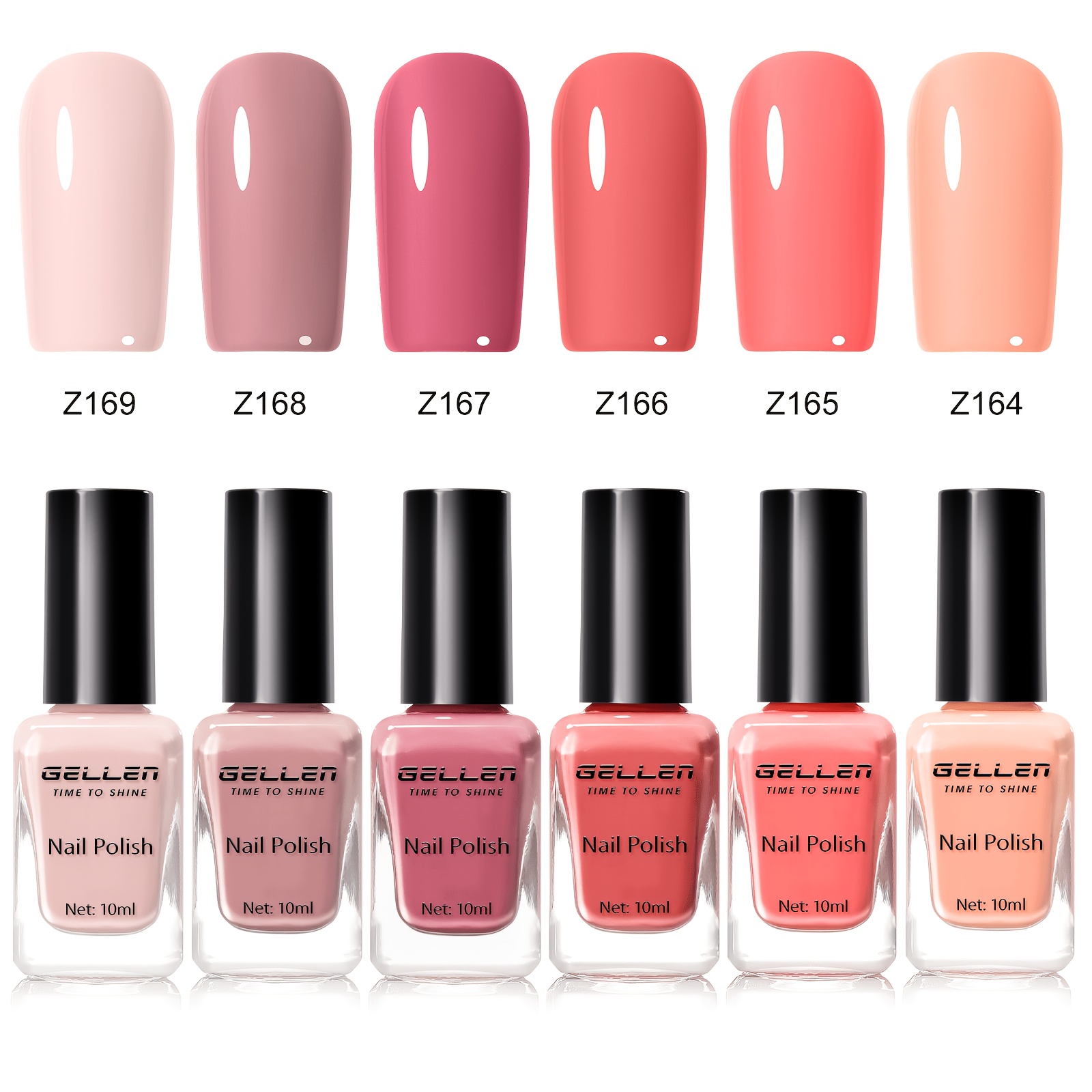 TEMU Gellen Nail Polish Set 6 Colors Neutral Nude Pink Fall Winter Quick Dry Mini Finger Bulk Manicure Kit Nail Art Christmas Halloween Gifts For